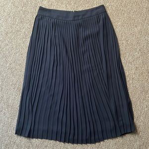 Navy J. Crew pleated midi skirt